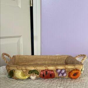Woven Basket with Fruit Accents